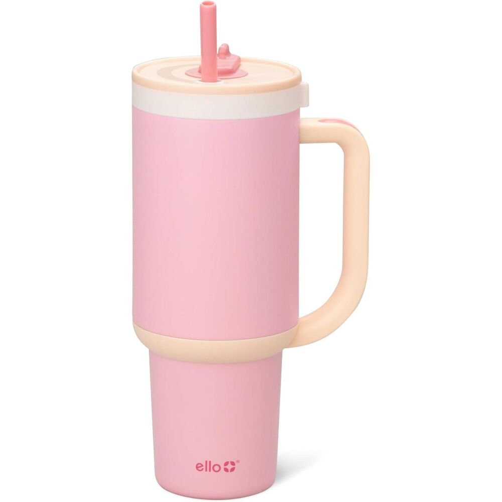 Ello Oasis 40oz Insulated Stainless Steel Tumbler with Straw, Sunrise Glow